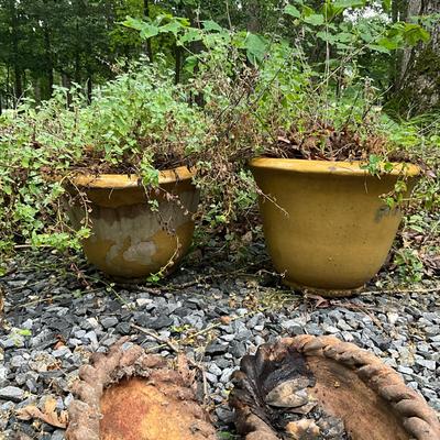 O984 Pair Of Tan Terracotta Pots