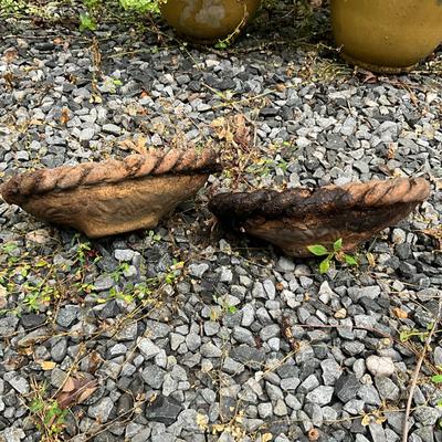 O985 Pair Of Oval Braided Terracotta Pots