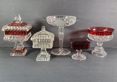 LOT 87D: Mixture of Antique Ruby & Glass Candy & Wedding Cake Dishes