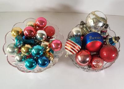 LOT 95D: Pair of Bowls Filled with Assorted Vintage Holiday Ornaments