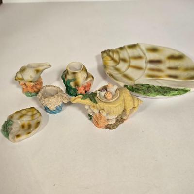 LOT 104G: Sea Shell and Pumpkins Miniature Tea Sets