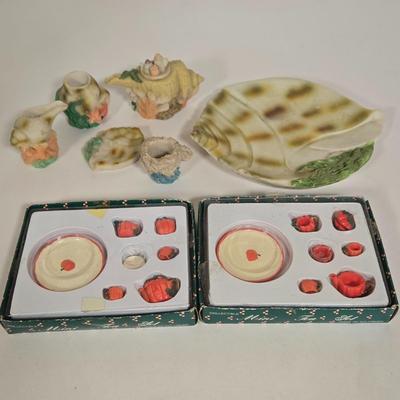 LOT 104G: Sea Shell and Pumpkins Miniature Tea Sets