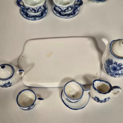 LOT 105G: Three Sets of Blue and White Miniature Tea Sets