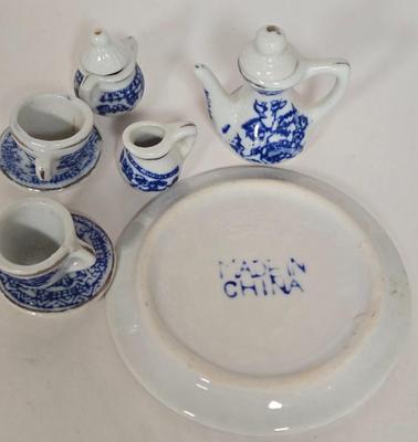 LOT 105G: Three Sets of Blue and White Miniature Tea Sets