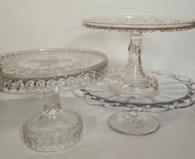 LOT 106G: Three Cake Pedestal Plates