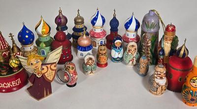 LOT 108G: Multiple Russian Christmas Ornaments and More