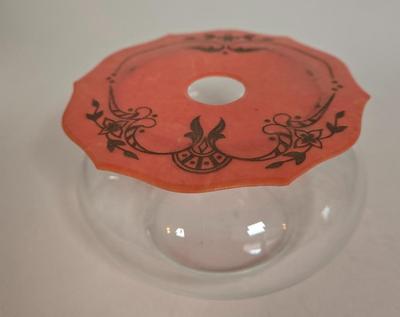 LOT 109G: Vanity Set Including Glass Hair Receiver with Celluloid Lid, Vanity Jar, Art Deco Crystal Swirl Perfume Bottle, Porcelain...
