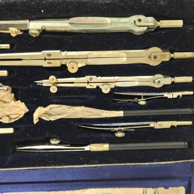 LOT 110G: Antique Drafting Tool Set and Pocket Arithmometer