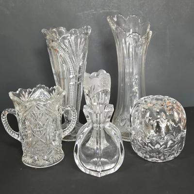 LOT 114F: Orrefors Vase, EAPG Celery Vase, Oneida Southern Garden Bud Vase, and More