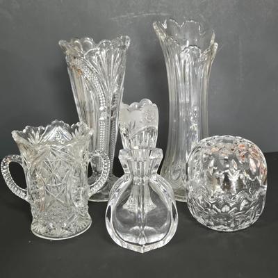 LOT 114F: Orrefors Vase, EAPG Celery Vase, Oneida Southern Garden Bud Vase, and More