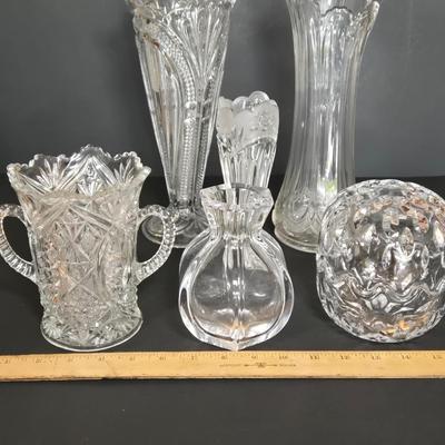 LOT 114F: Orrefors Vase, EAPG Celery Vase, Oneida Southern Garden Bud Vase, and More
