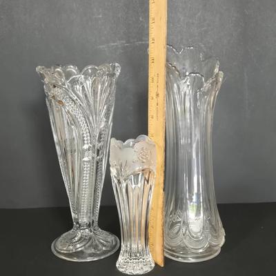 LOT 114F: Orrefors Vase, EAPG Celery Vase, Oneida Southern Garden Bud Vase, and More