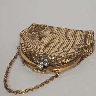 LOT 117G: Vintage Florida Handbags Lucite Purse, Gold-Tone Metal Mesh Purse, and White Beaded Clutch