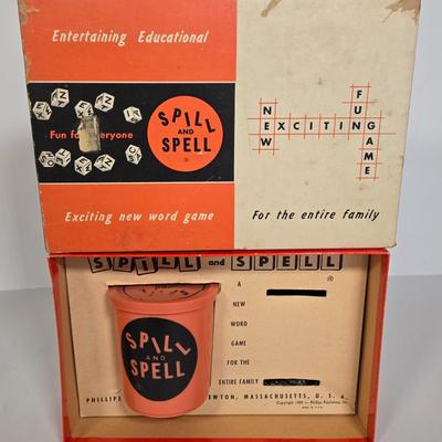 LOT 118G: Hillary Page Toy Clock, Vintage Spill and Spell Game, and Christmas Themed Block Set