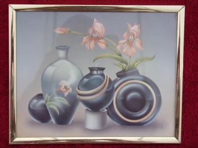 TWO still life wall decor art pieces, framed. About 8-1/2"x10" each