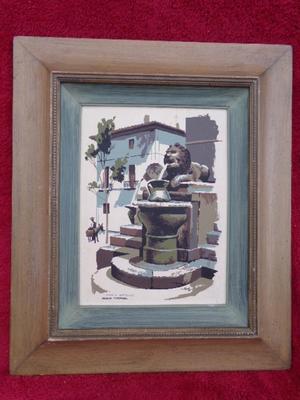 Print from a water color by Mark Coomer. About 19"x16" framed.