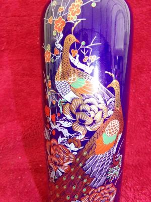 Japanese sake jar (or flower vase). Looks like deep blue porcelain??