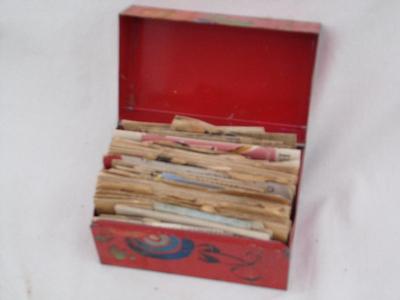 Another VTG OLD metal recipe box loaded with hand written recipes