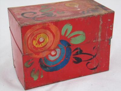 Another VTG OLD metal recipe box loaded with hand written recipes