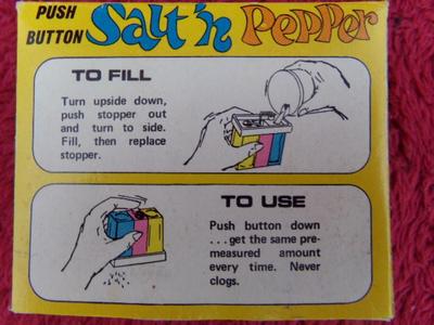 Classic Push Button Salt ‘n’ Pepper gizmo. As NEW IN BOX/unused.