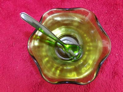 VTG Indiana Glass Co. c. 1960s maybe? “3 piece Mayonnaise set”