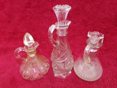 VTG group of 3 assorted vinaigrettes w/glass stoppers.