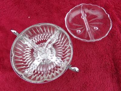 Two footed relish dishes.