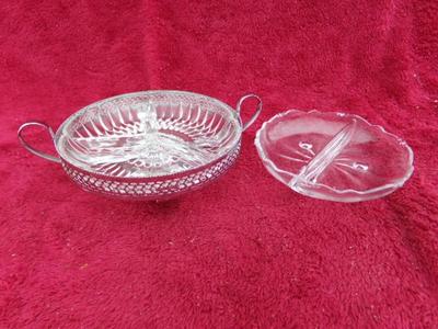 Two footed relish dishes.