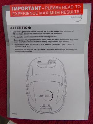 “Light Relief” pain relief device. NEW IN PACKAGE, still in the wrapper