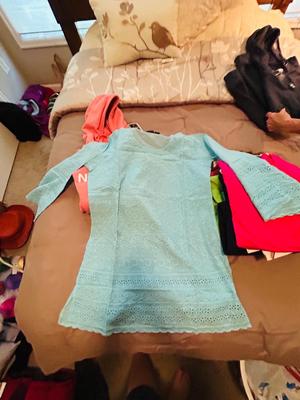 NORTH FACE HOODED SWEATSHIRT ALONG WITH NEW AND LIGHTLY WORN WOMENS CLOTHING