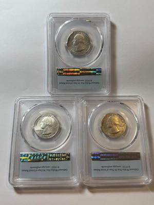 (3) PCGS CERTIFIED 2017-S SP70 EFFIGY MOUNDS NP Enhanced Uncirculated Quarter (Special Strike) as Pictured.