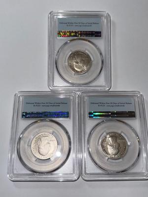 (3) PCGS CERTIFIED 2017-S SP70 FREDERICK DOUGLASS Enhanced Uncirculated Quarter (Special Strike) as Pictured.