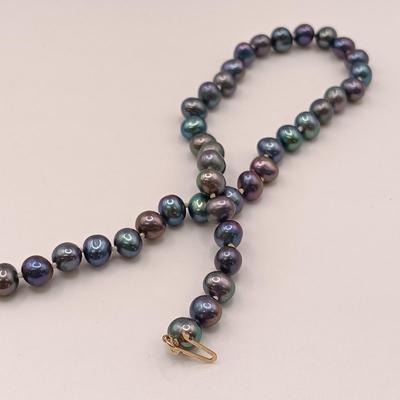 LOT 1: Tahitian Peacock Pearl Necklace with 14K Clasp