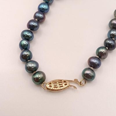 LOT 1: Tahitian Peacock Pearl Necklace with 14K Clasp