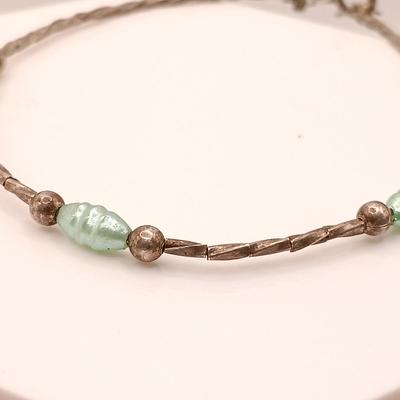 LOT 2: Vintage Southwestern Liquid 925 Sterling Silver, Turquoise, Coral, Onyx Bracelet with Sterling and Fresh Water Pearl Bracelet
