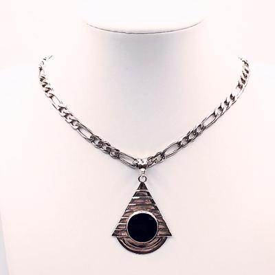 LOT 4: Sterling Silver and Black Onyx Pendant on Sterling Silver Chain 20.7gtw