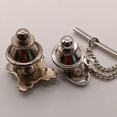 LOT 7: Sterling Silver Necklace from Guadalupe, Mexico with Abalone and Sterling Tie Clip, Sterling Kokopelli Cufflinks & Silver-Tone...