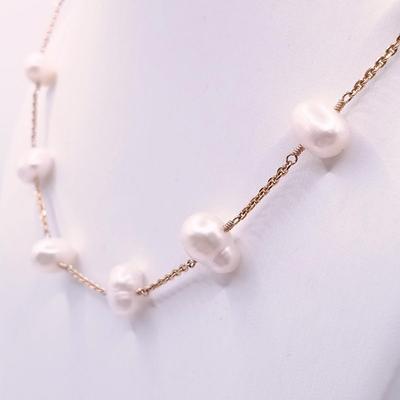 LOT 8: Cultured Fresh Water Pearl and 585 Gold Necklace 16.58gtw