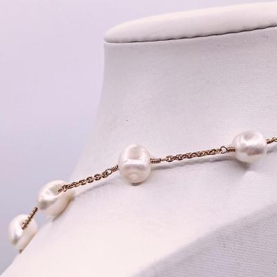 LOT 8: Cultured Fresh Water Pearl and 585 Gold Necklace 16.58gtw