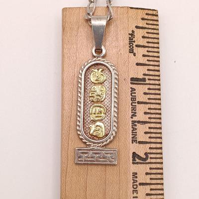 LOT 9: Oro Maya 925 Sterling Silver Egyptian Pendant and Chain 19.0g