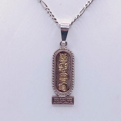 LOT 9: Oro Maya 925 Sterling Silver Egyptian Pendant and Chain 19.0g
