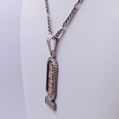 LOT 9: Oro Maya 925 Sterling Silver Egyptian Pendant and Chain 19.0g