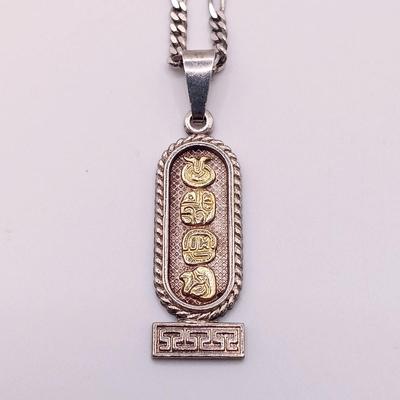 LOT 9: Oro Maya 925 Sterling Silver Egyptian Pendant and Chain 19.0g