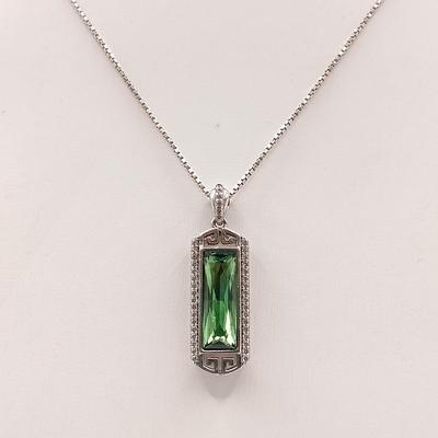 LOT 10: Diamond and Gemstone Sterling Silver Pendant on 925 Chain 6.2gtw