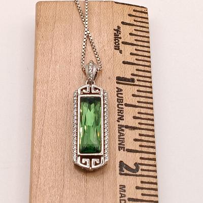 LOT 10: Diamond and Gemstone Sterling Silver Pendant on 925 Chain 6.2gtw