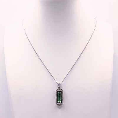 LOT 10: Diamond and Gemstone Sterling Silver Pendant on 925 Chain 6.2gtw