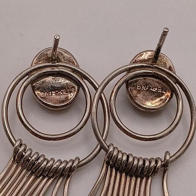 LOT 124: Sterling 925 Silver and Black Stone Earrings 13.3gtw