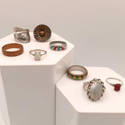 LOT 128: Set of (4) Sterling Silver Rings with (4) Others Sizes 5 & 6