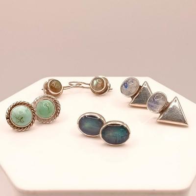 LOT 129: Sterling 925 Silver and Gemstone Earrings 11.1gtw