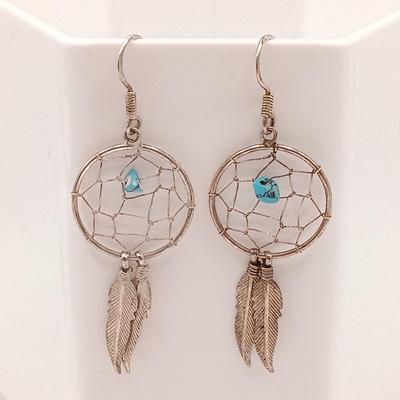 LOT 132: Sterling 925 Silver Native American Earrings 15.6gtw